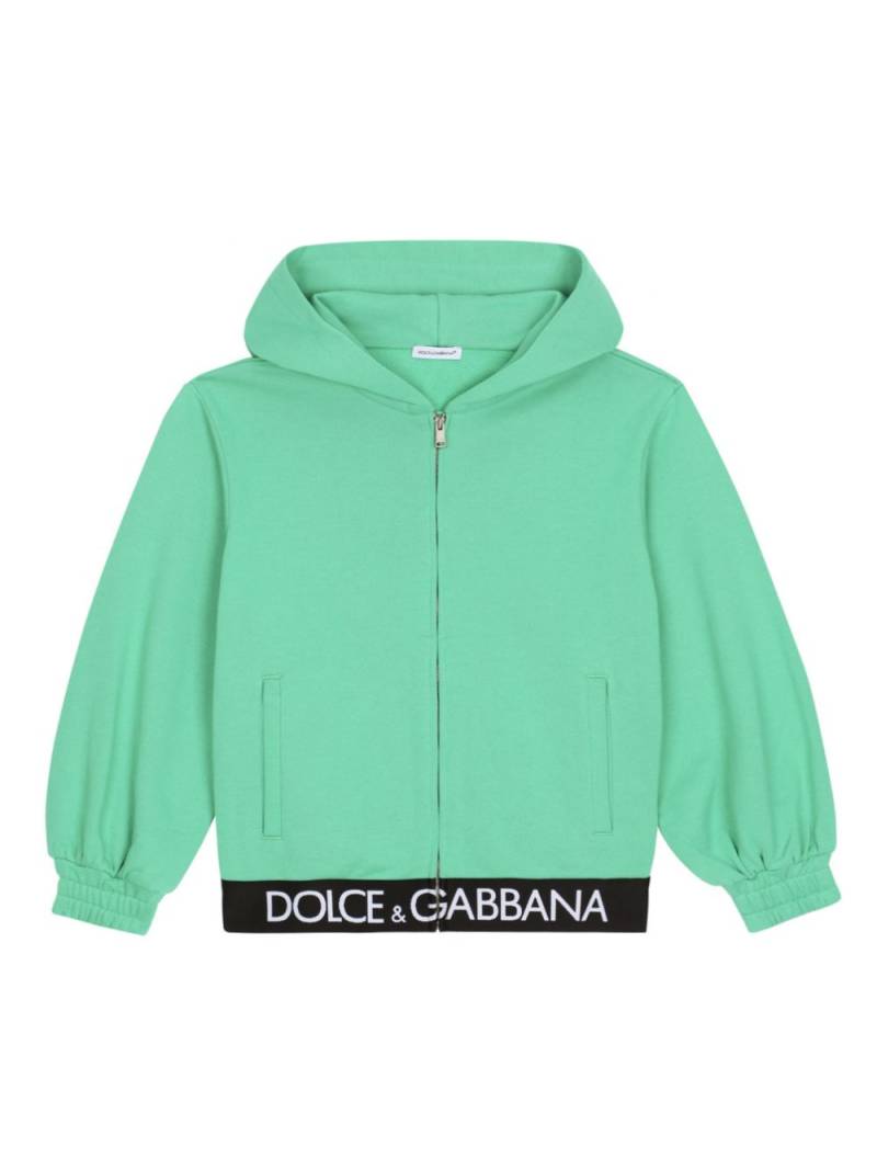 Dolce & Gabbana Kids logo-underband zip-up hoodie - Green von Dolce & Gabbana Kids