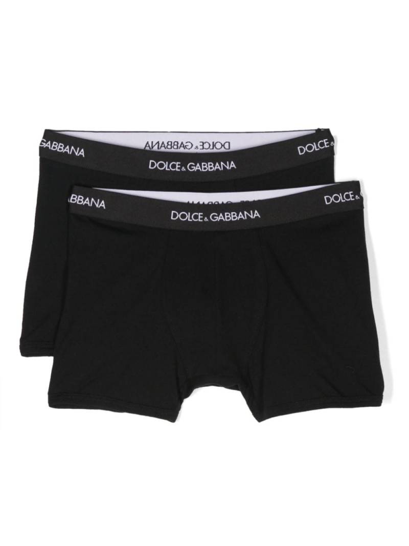 Dolce & Gabbana Kids logo waistband boxers (pack of two) - Black von Dolce & Gabbana Kids