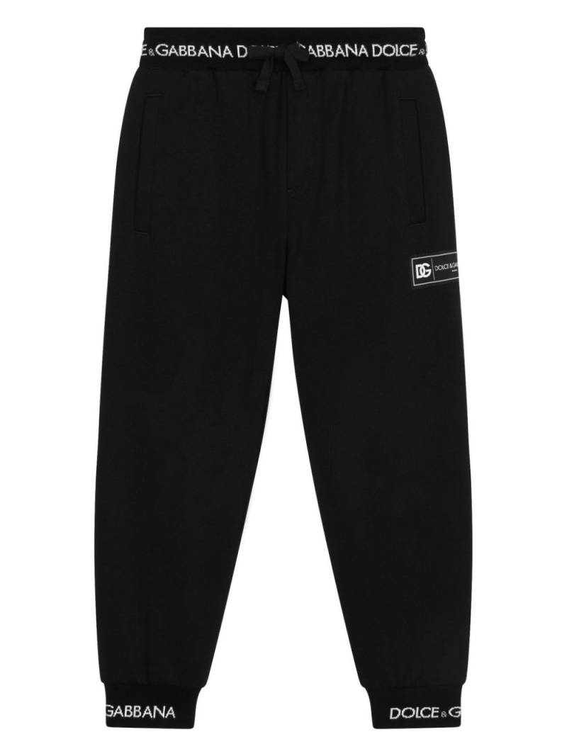 Dolce & Gabbana Kids logo-waistband cotton track pants - Black von Dolce & Gabbana Kids