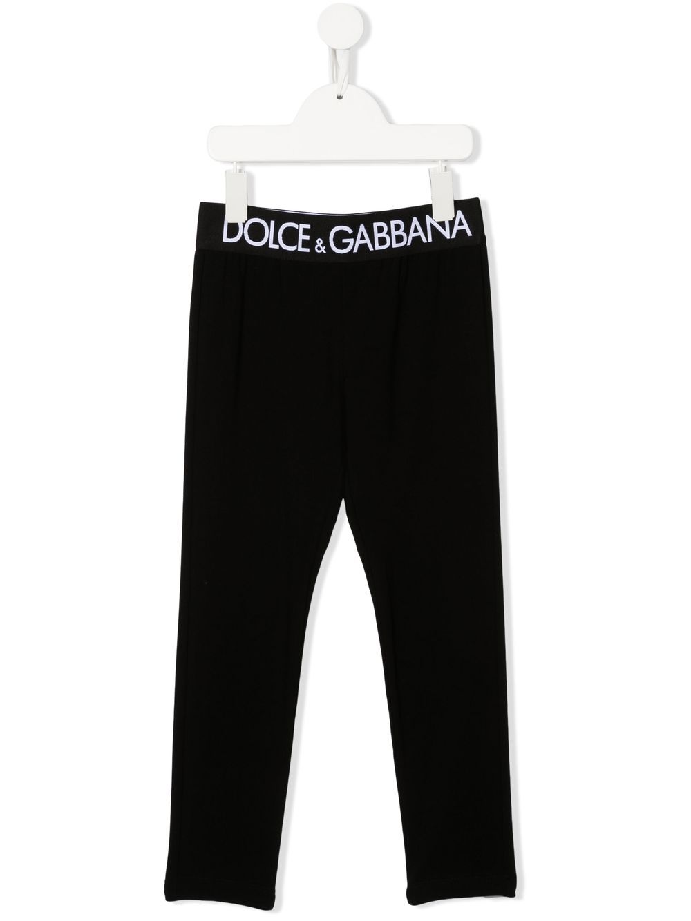 Dolce & Gabbana Kids logo waistband mid-rise leggings - Black von Dolce & Gabbana Kids