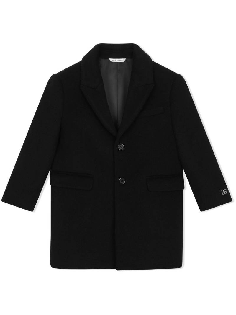 Dolce & Gabbana Kids long logo-plaque coat - Black von Dolce & Gabbana Kids