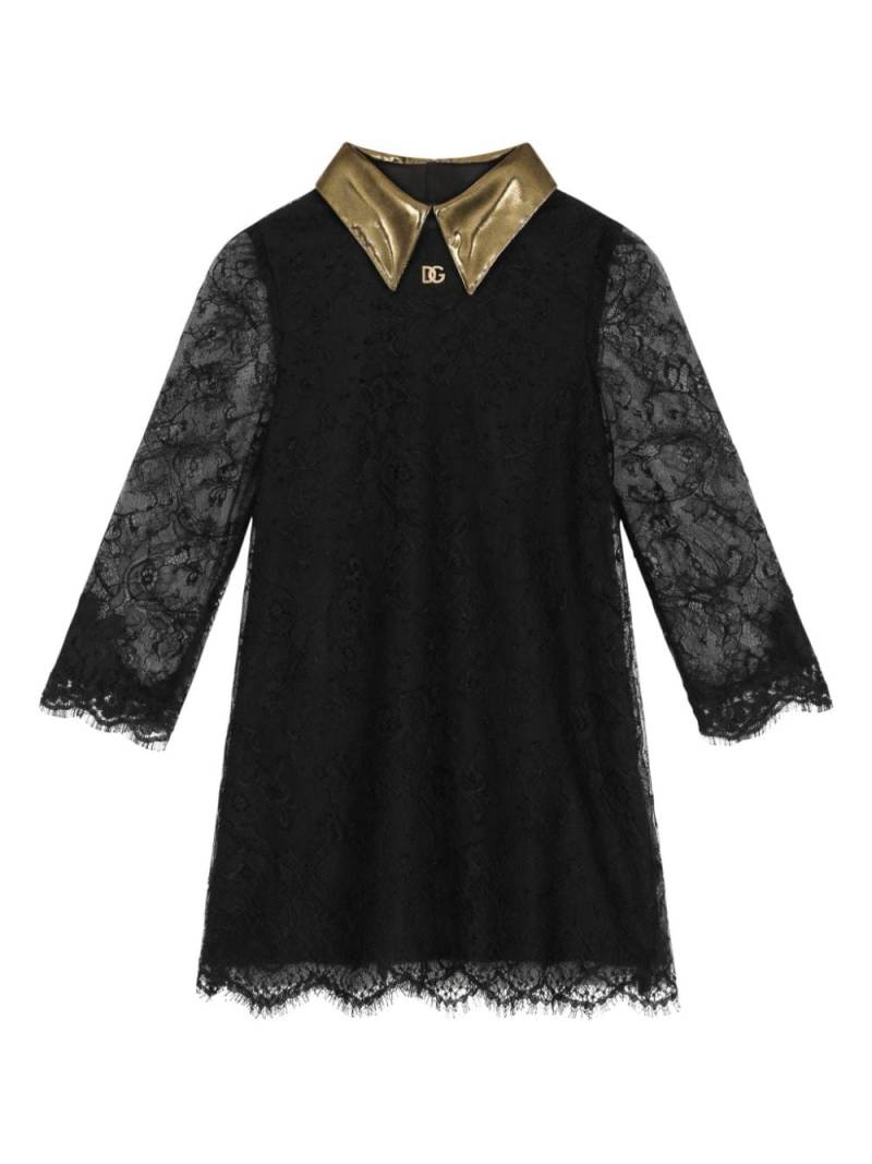 Dolce & Gabbana Kids long-sleeve lace dress - Black von Dolce & Gabbana Kids