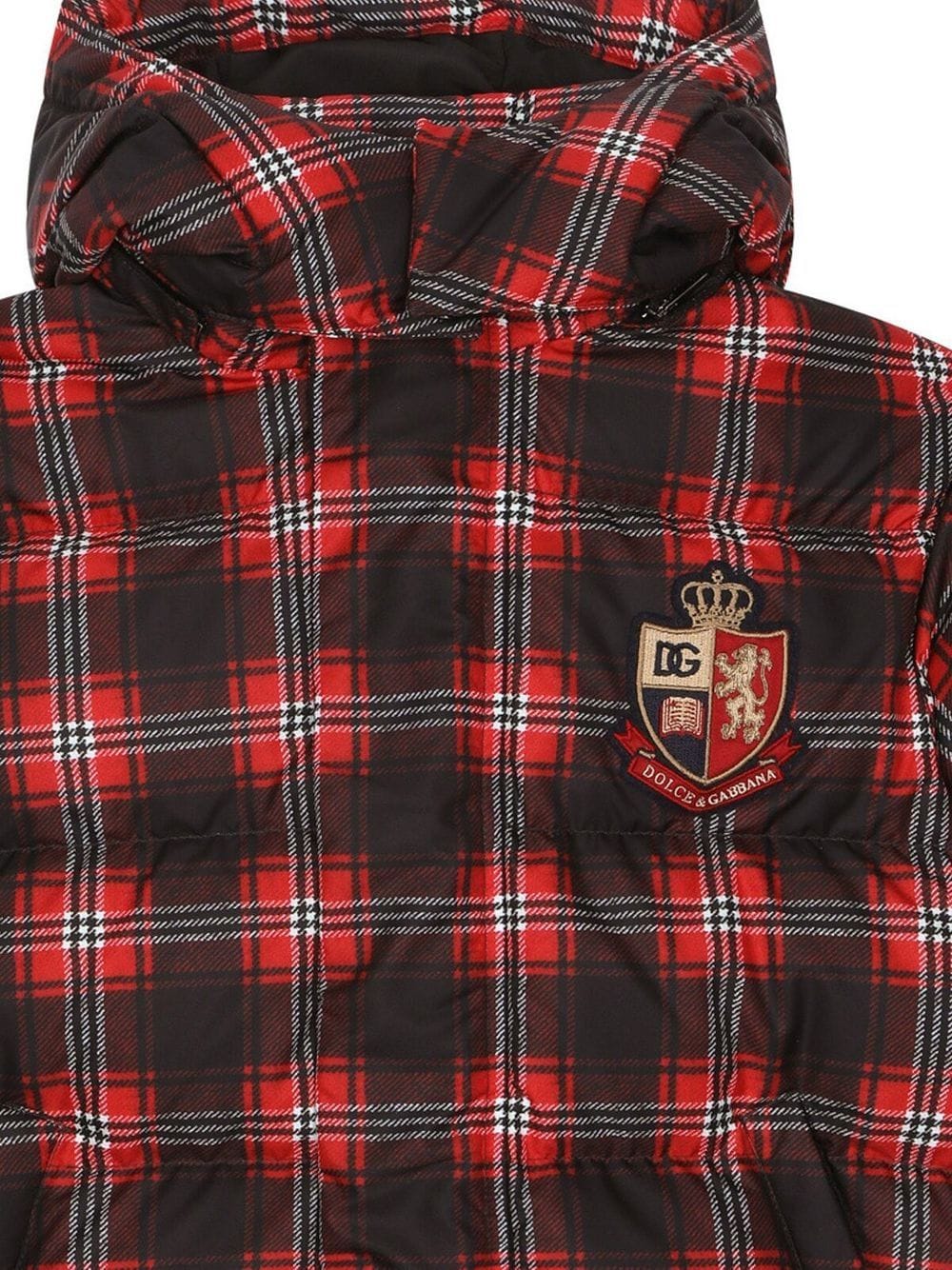 Dolce & Gabbana Kids long tartan down jacket - Red von Dolce & Gabbana Kids