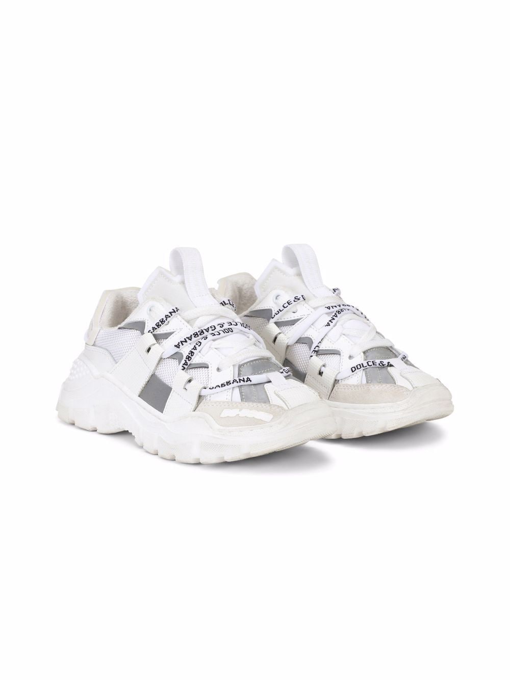 Dolce & Gabbana Kids low-top logo lace-through sneakers - White von Dolce & Gabbana Kids