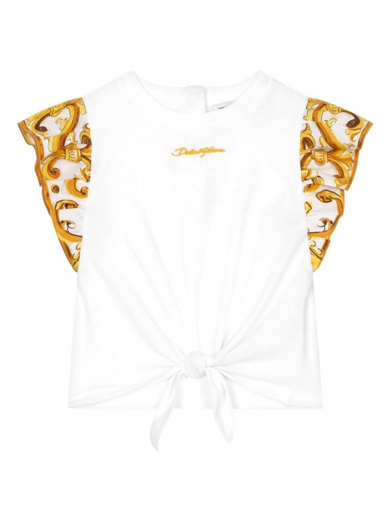 Dolce & Gabbana Kids majolica print cotton T-shirt - White von Dolce & Gabbana Kids