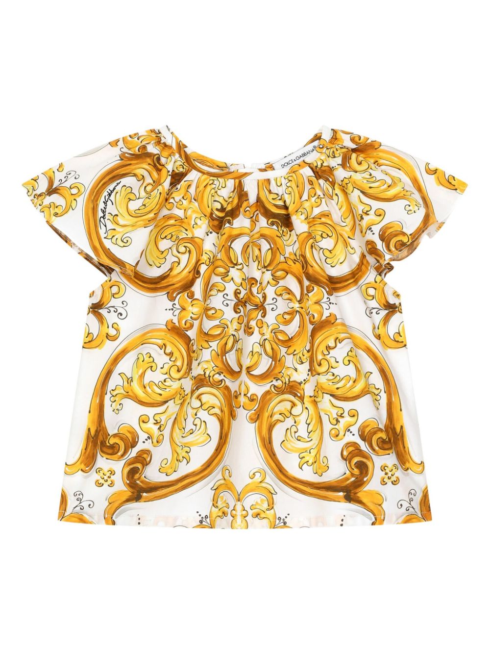 Dolce & Gabbana Kids majolica print cotton blouse - Yellow von Dolce & Gabbana Kids