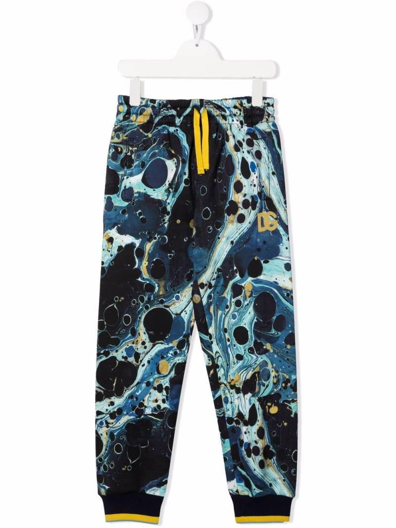 Dolce & Gabbana Kids marble-print tapered track pants - Blue von Dolce & Gabbana Kids