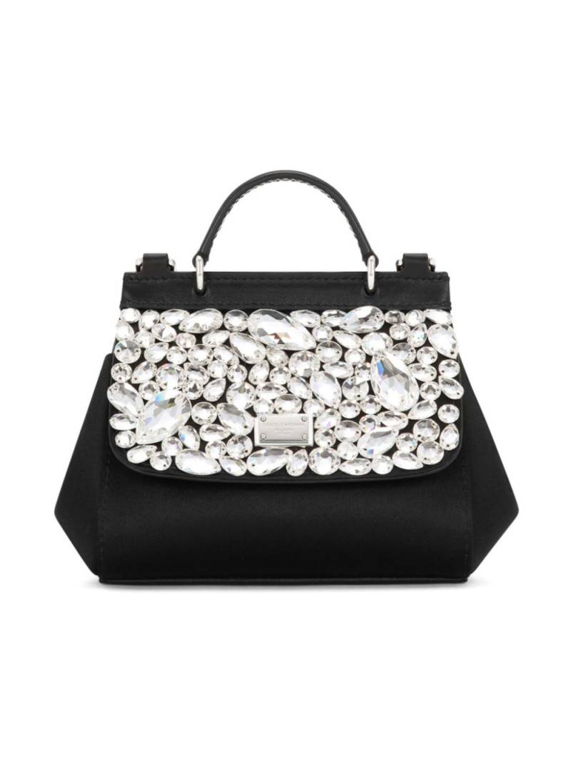 Dolce & Gabbana Kids mini Sicily crystal-embellished bag - Black von Dolce & Gabbana Kids