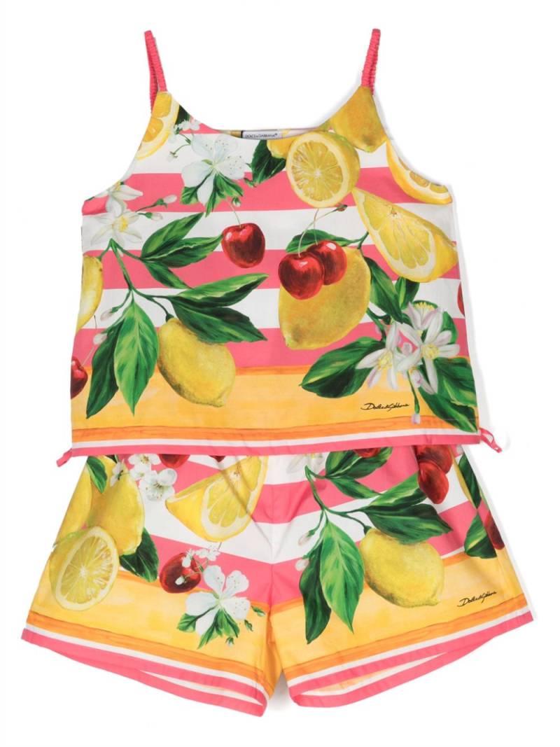 Dolce & Gabbana Kids mix-print cotton short set - Yellow von Dolce & Gabbana Kids