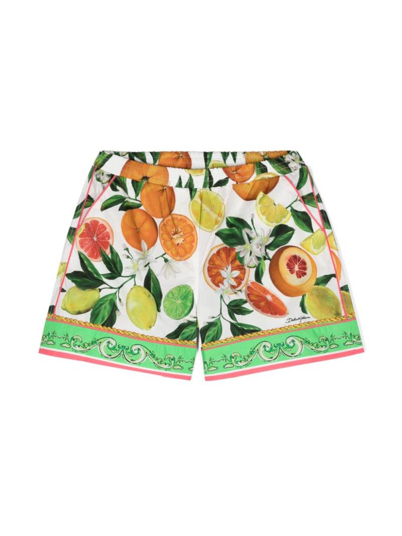 Dolce & Gabbana Kids mix-print cotton shorts - White von Dolce & Gabbana Kids