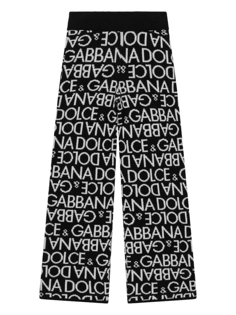 Dolce & Gabbana Kids monogram-jacquard knitted trousers - Black von Dolce & Gabbana Kids