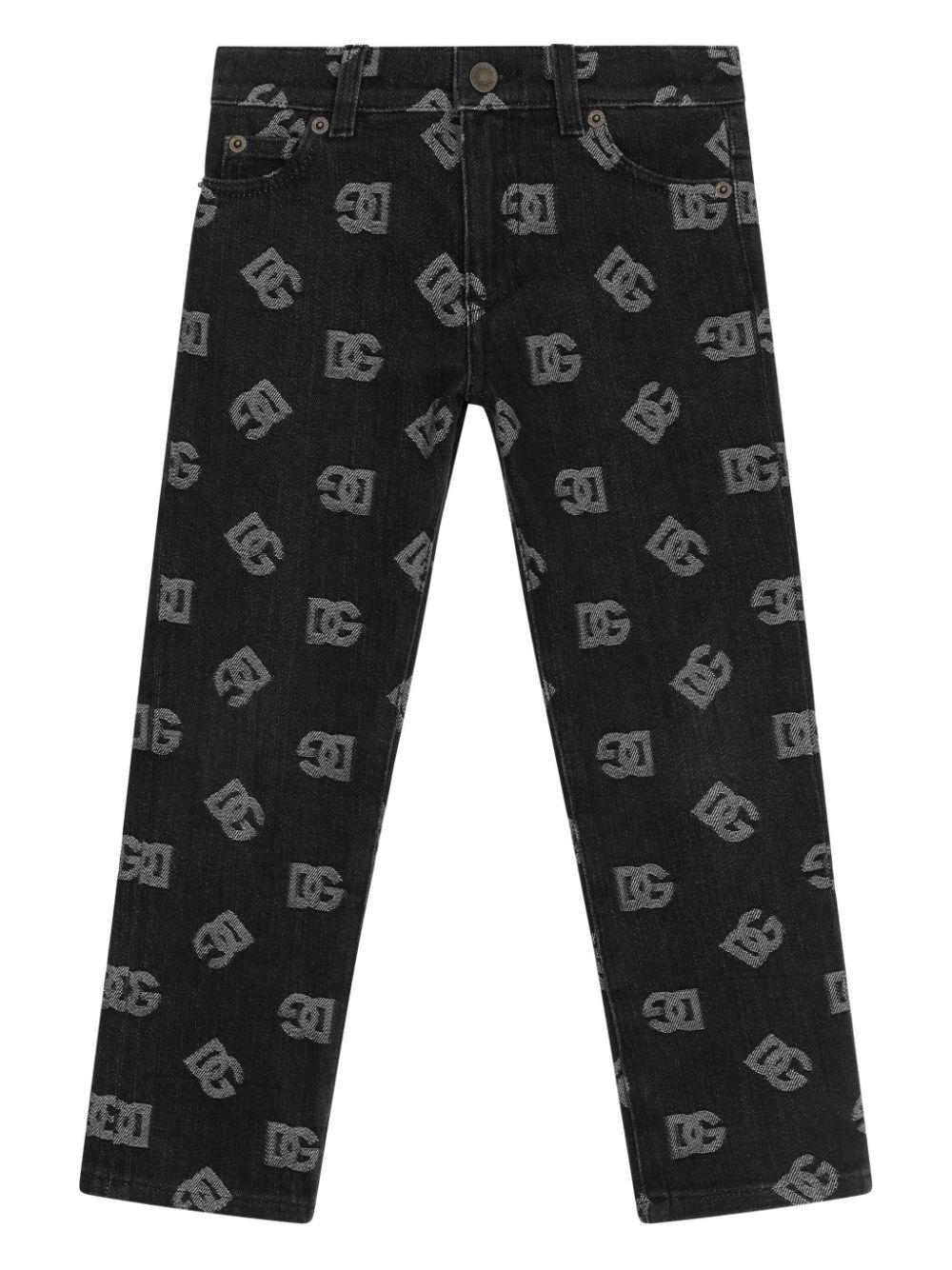 Dolce & Gabbana Kids monogram-jacquard mid-rise skinny jeans - Black von Dolce & Gabbana Kids