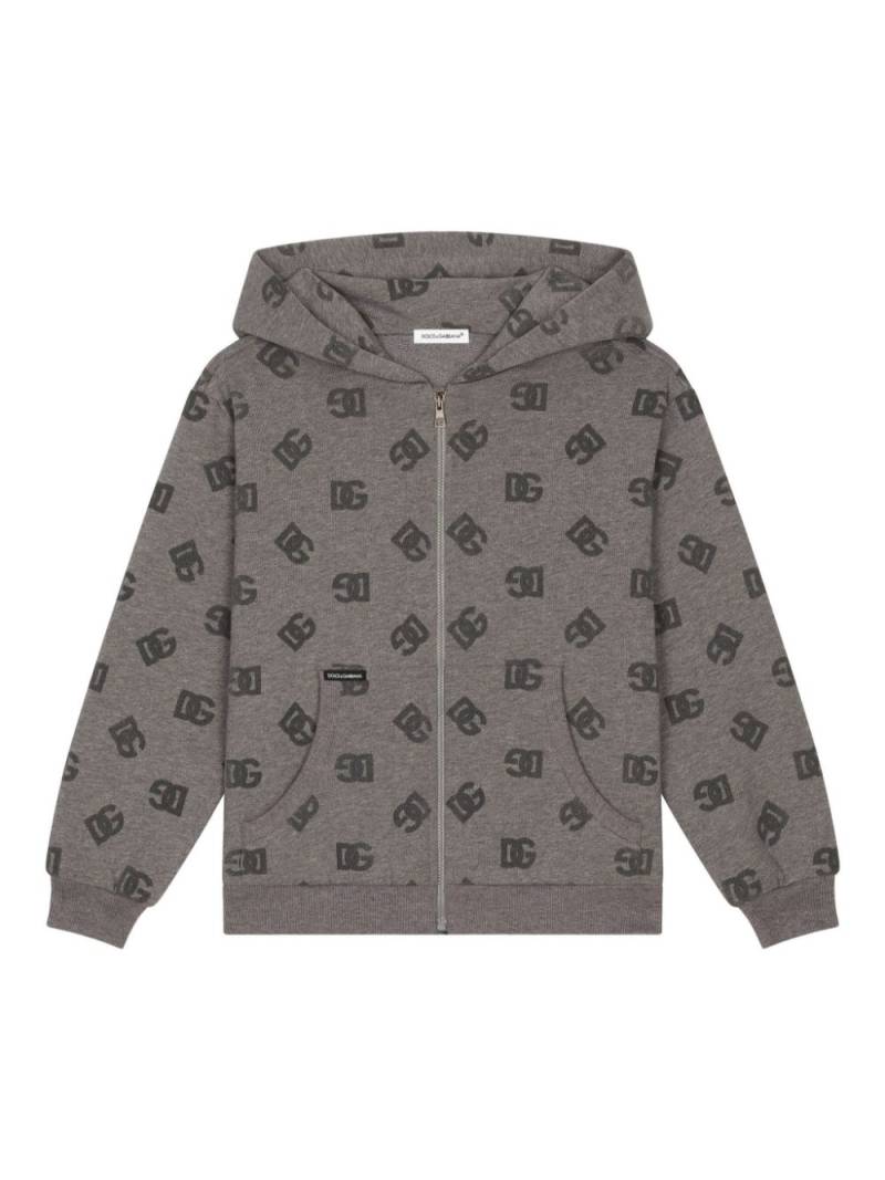 Dolce & Gabbana Kids monogram-logo zip-up hoodie - Grey von Dolce & Gabbana Kids