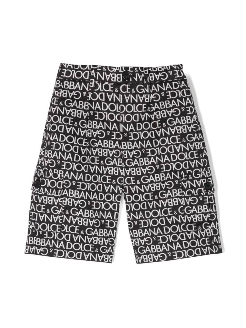 Dolce & Gabbana Kids monogram-pattern cotton shorts - Black von Dolce & Gabbana Kids