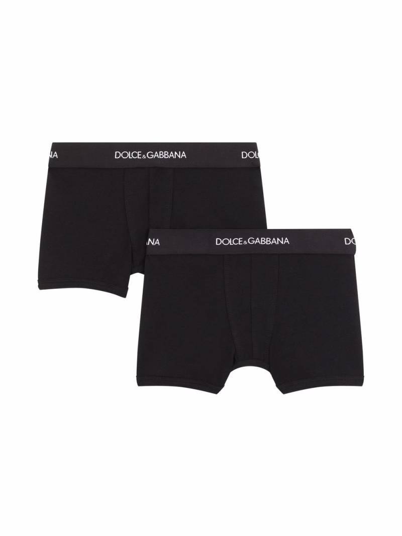 Dolce & Gabbana Kids pack of 2 logo-waistband boxer shorts - Black von Dolce & Gabbana Kids