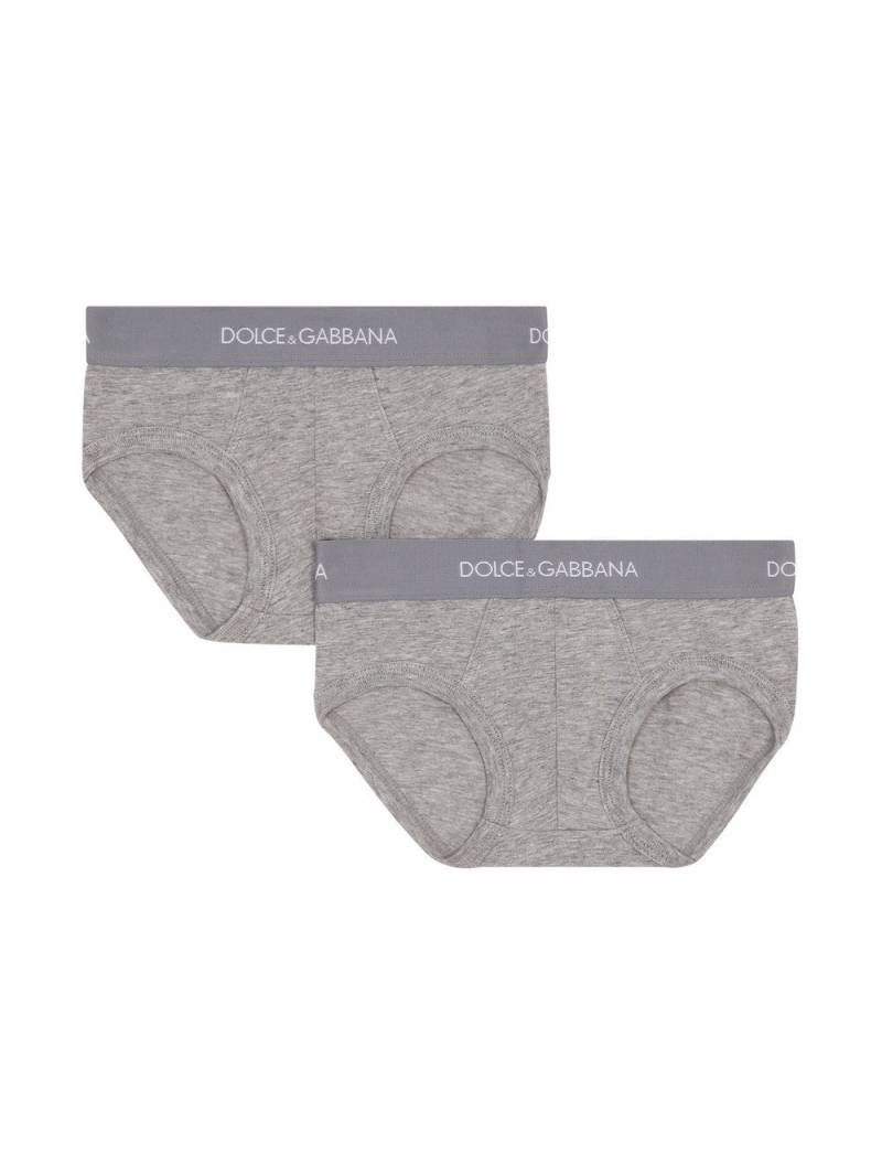 Dolce & Gabbana Kids pack of 2 logo-waistband boxer shorts - Grey von Dolce & Gabbana Kids