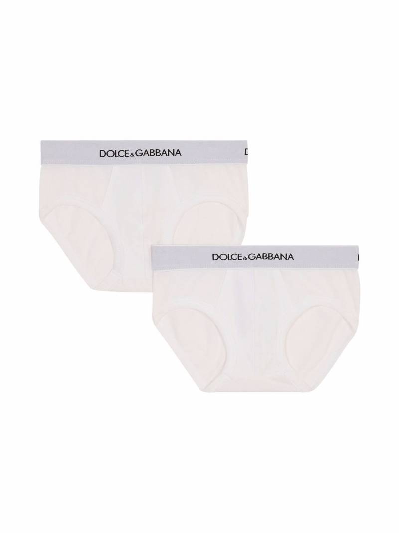 Dolce & Gabbana Kids pack of 2 logo-waistband boxer shorts - White von Dolce & Gabbana Kids