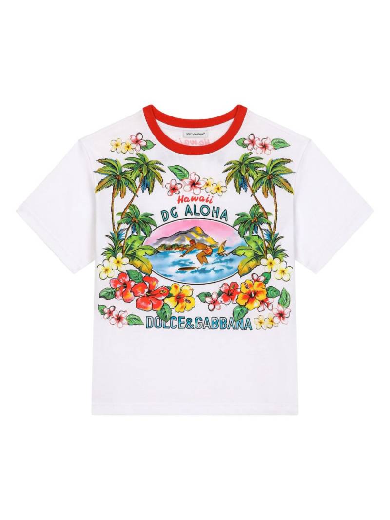 Dolce & Gabbana Kids painterly-print cotton T-shirt - White von Dolce & Gabbana Kids