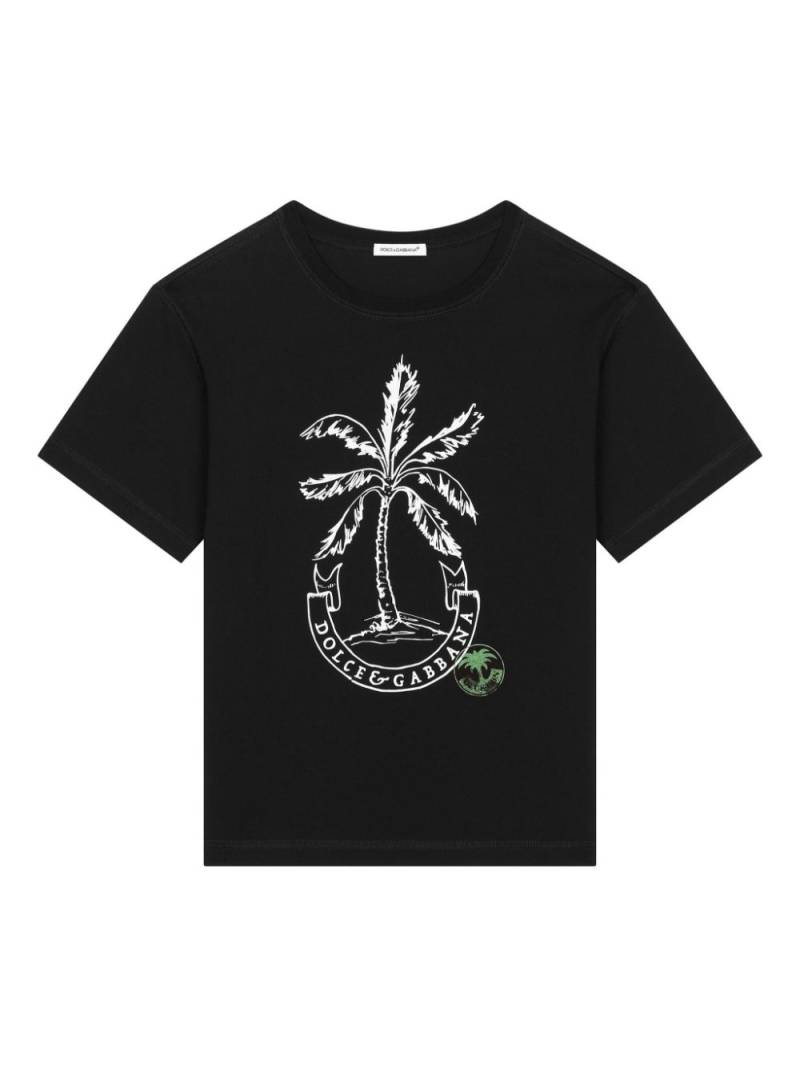 Dolce & Gabbana Kids palm-tree print cotton T-shirt - Black von Dolce & Gabbana Kids