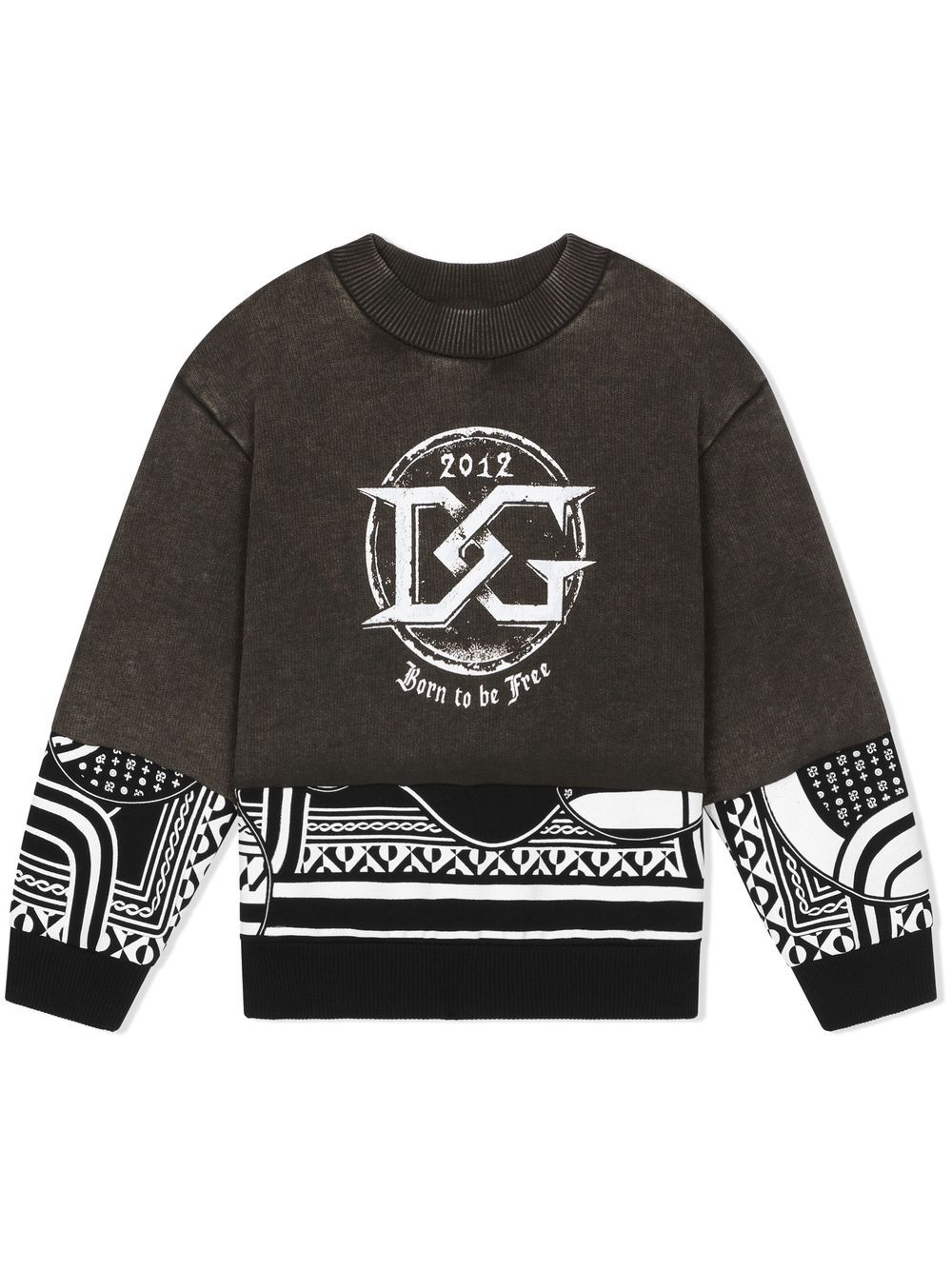 Dolce & Gabbana Kids patchwork logo-print sweatshirt - Black von Dolce & Gabbana Kids