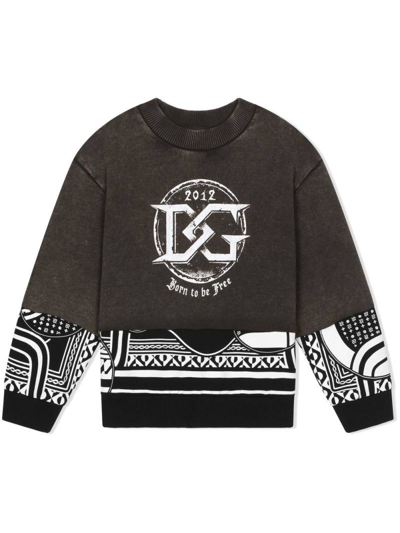 Dolce & Gabbana Kids patchwork logo-print sweatshirt - Black von Dolce & Gabbana Kids