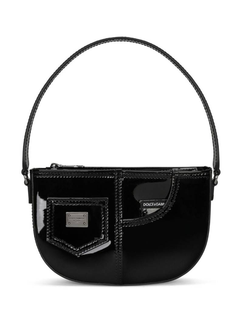 Dolce & Gabbana Kids patent-finish leather shoulder bag - Black von Dolce & Gabbana Kids