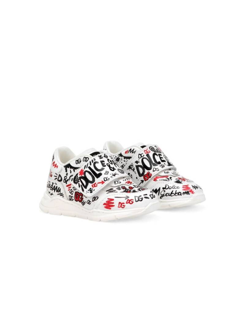 Dolce & Gabbana Kids printed leather sneakers - White von Dolce & Gabbana Kids