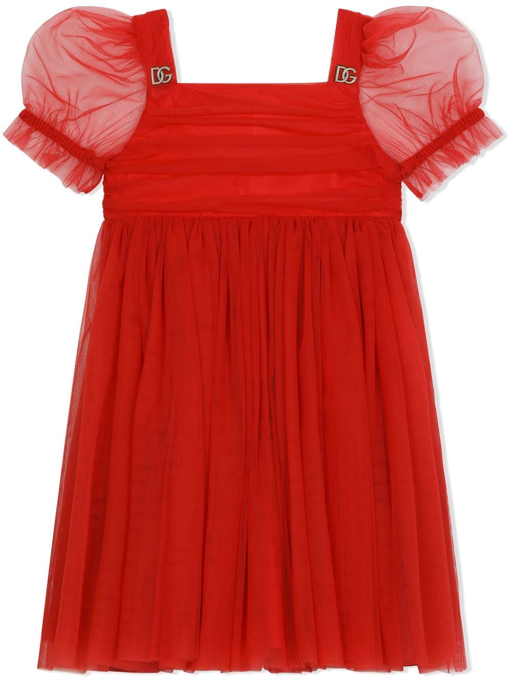 Dolce & Gabbana Kids puff-sleeve tulle dress - Red von Dolce & Gabbana Kids