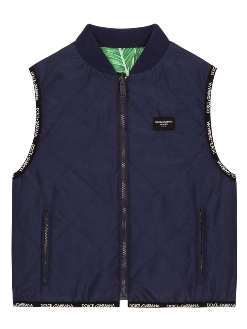 Dolce & Gabbana Kids reversible banana leaf-print quilted gilet - Green von Dolce & Gabbana Kids