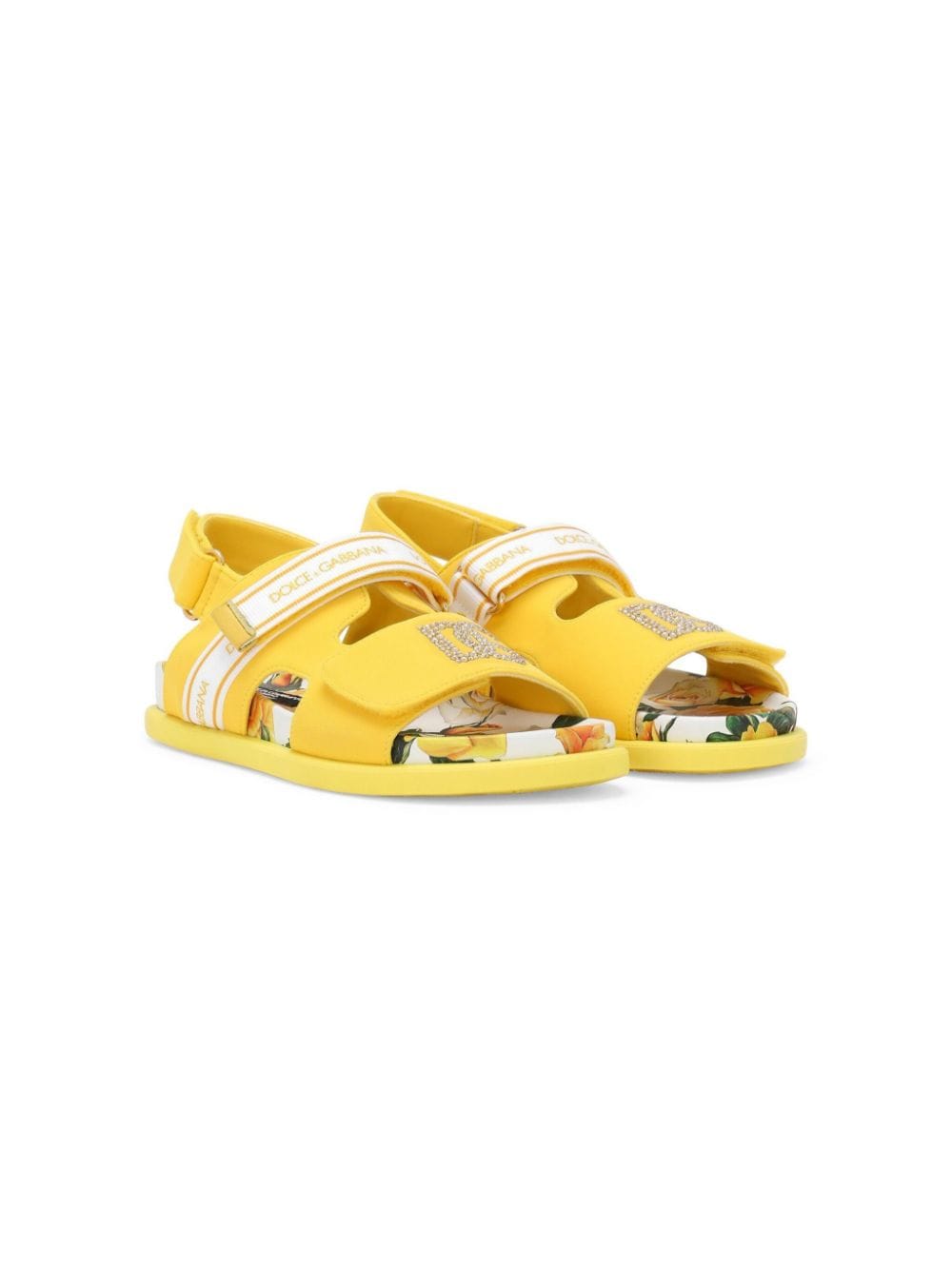 Dolce & Gabbana Kids rhinestone-embellished cotton sandals - Yellow von Dolce & Gabbana Kids