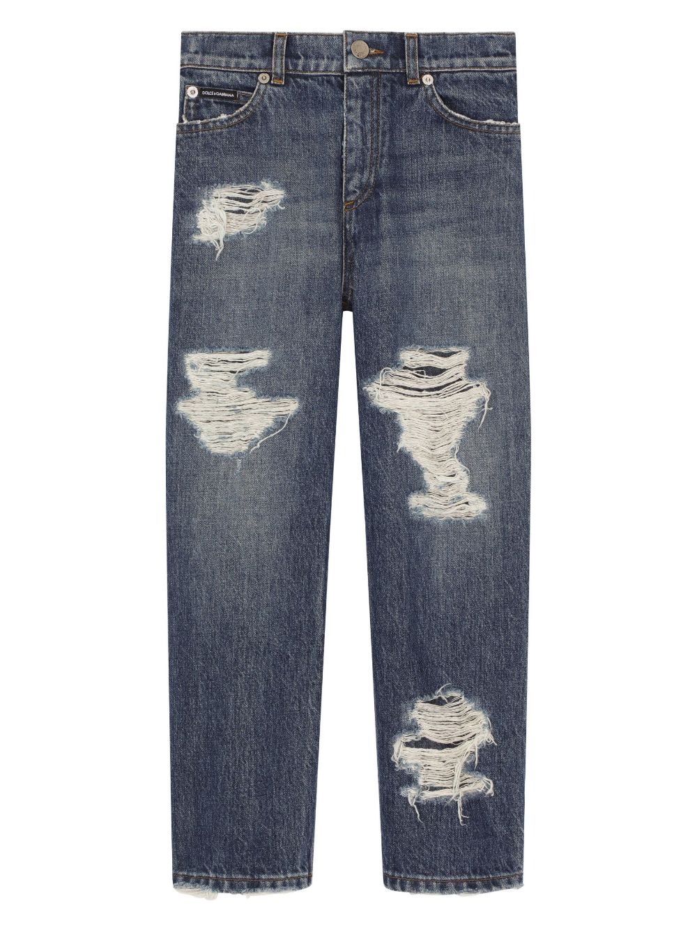 Dolce & Gabbana Kids rip-detail straight-leg jeans - Blue von Dolce & Gabbana Kids