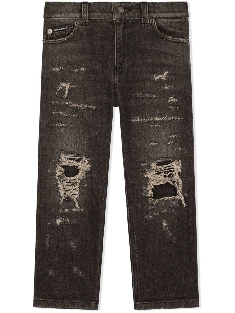 Dolce & Gabbana Kids ripped dad-fit jeans - Black von Dolce & Gabbana Kids