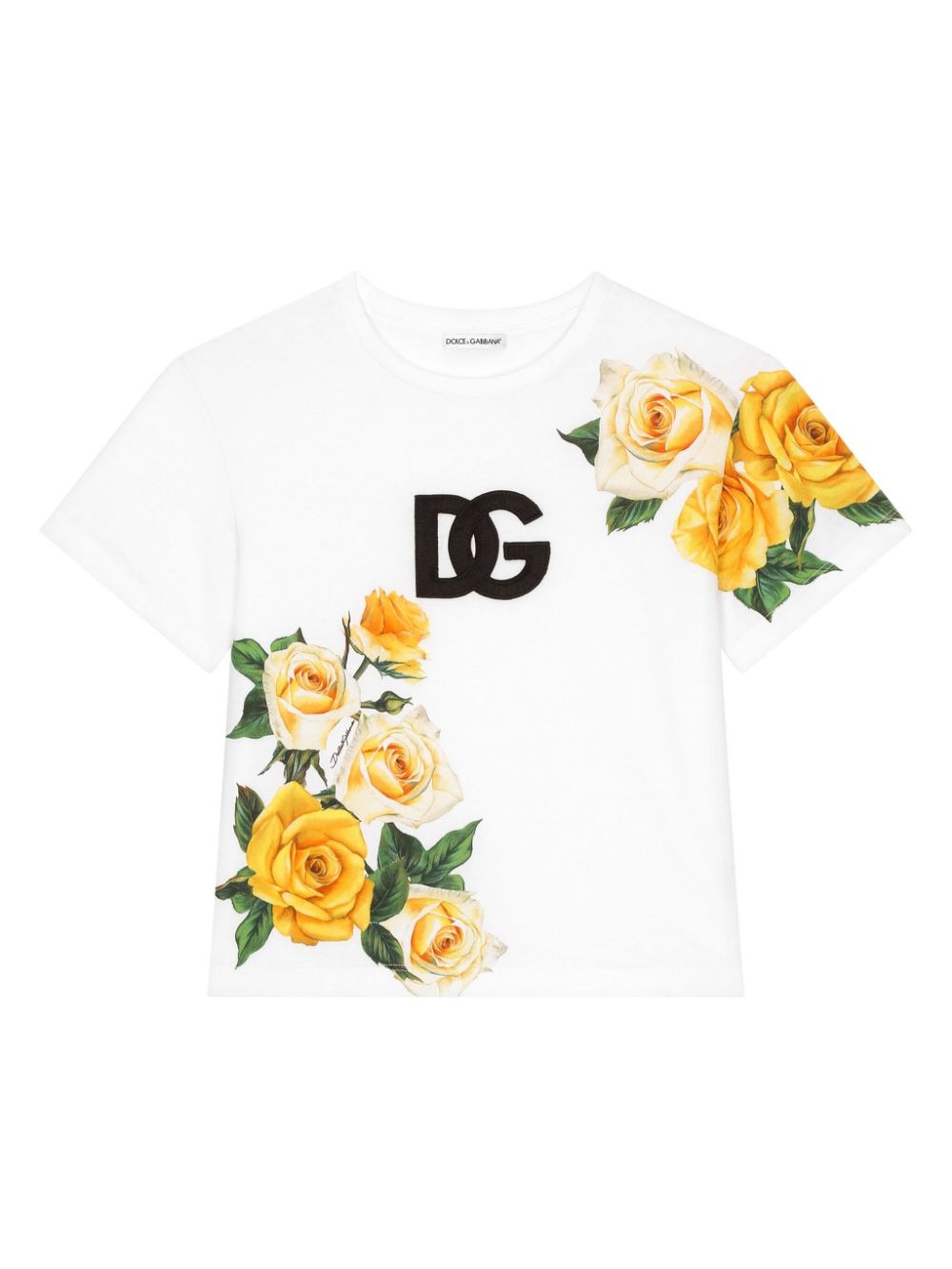 Dolce & Gabbana Kids rose-print cotton T-shirt - White von Dolce & Gabbana Kids