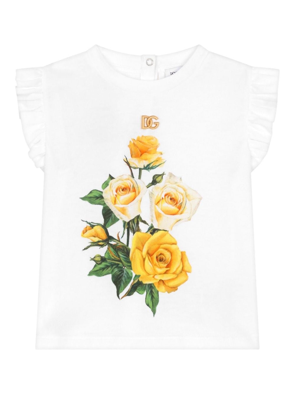 Dolce & Gabbana Kids rose-print cotton T-shirt - White von Dolce & Gabbana Kids