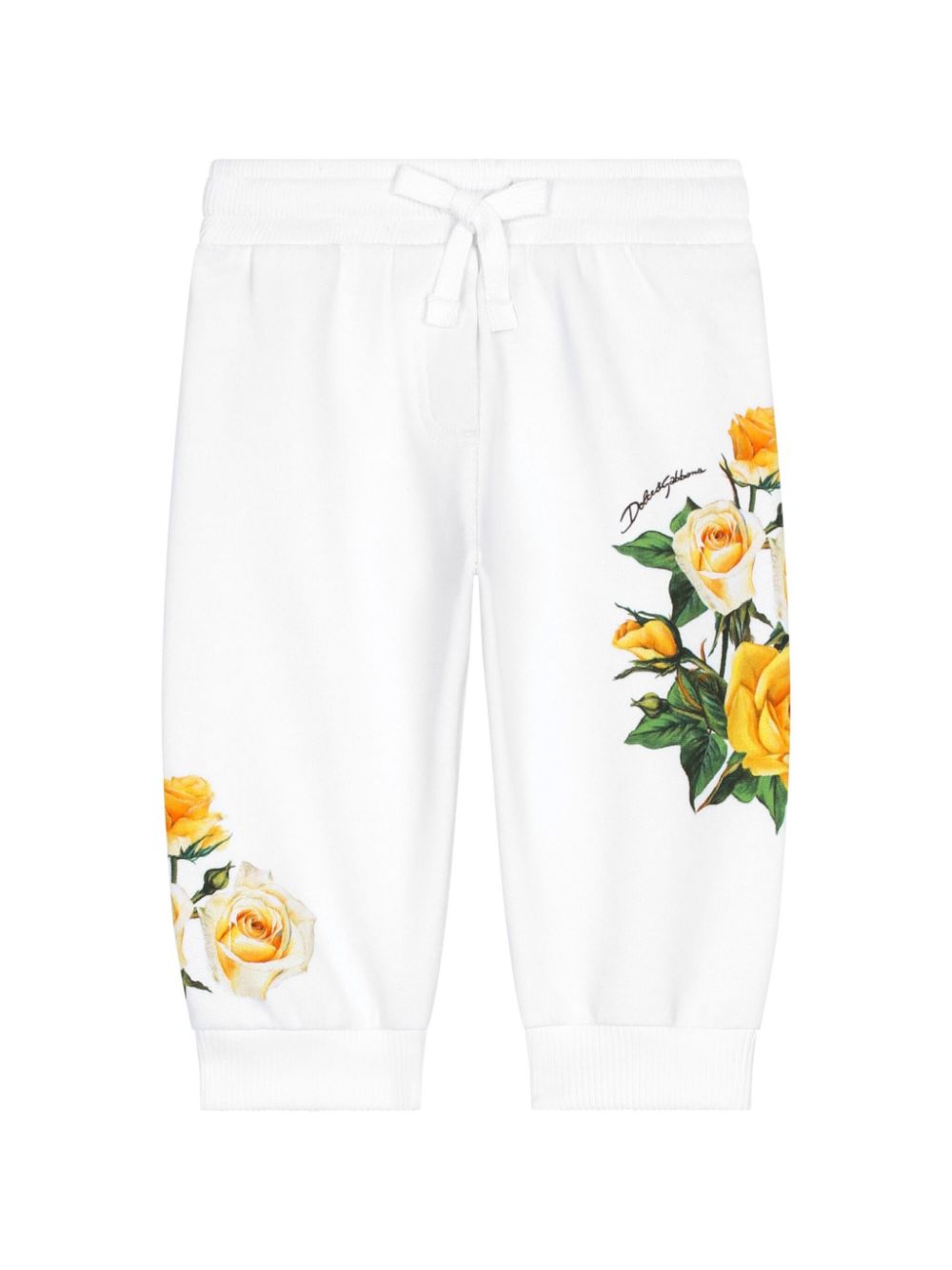 Dolce & Gabbana Kids rose-print drawstring cotton track pants - White von Dolce & Gabbana Kids