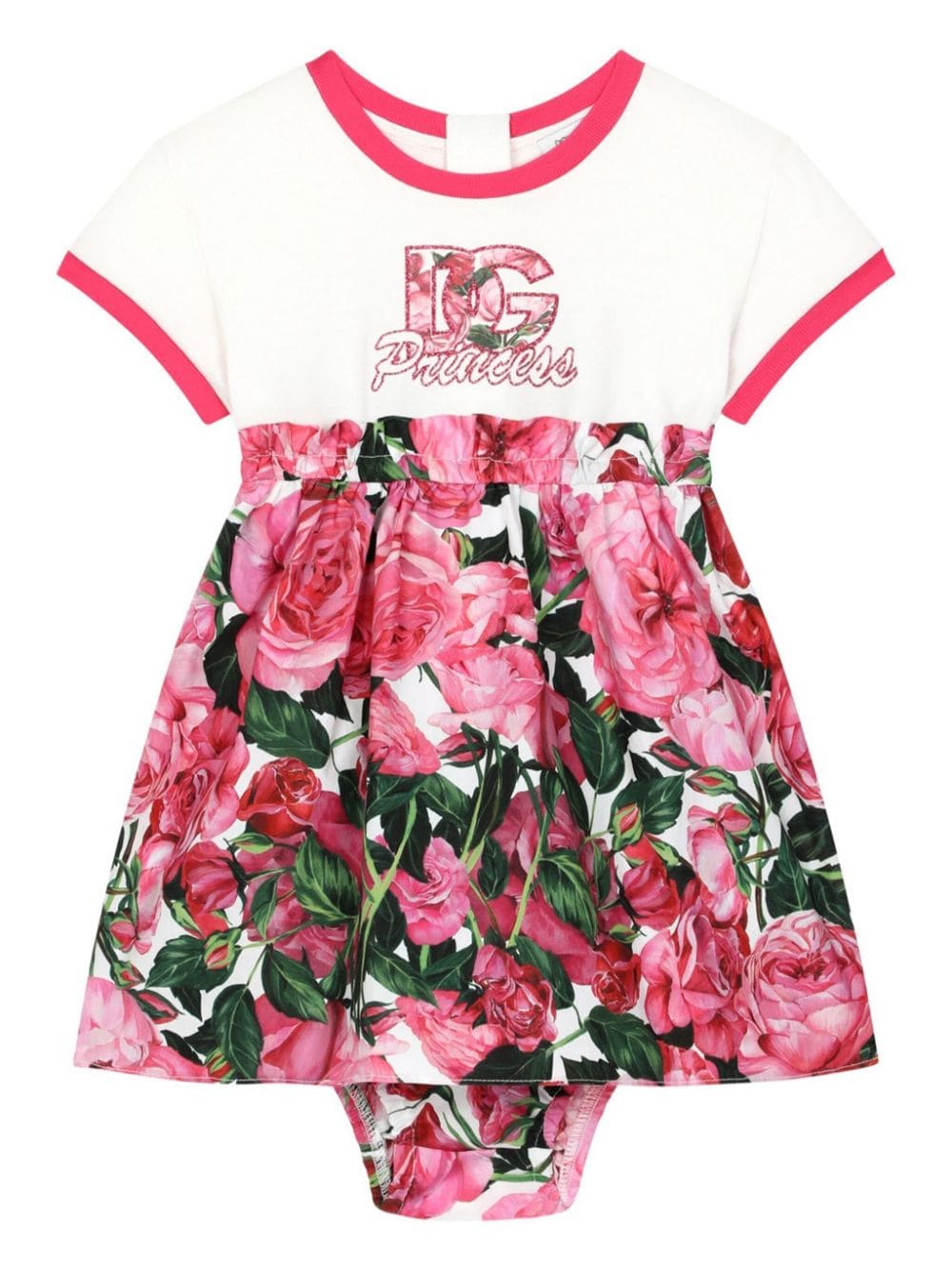 Dolce & Gabbana Kids rose-print dress - White von Dolce & Gabbana Kids