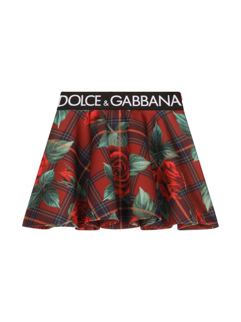 Dolce & Gabbana Kids rose tartan-print skirt - Red von Dolce & Gabbana Kids