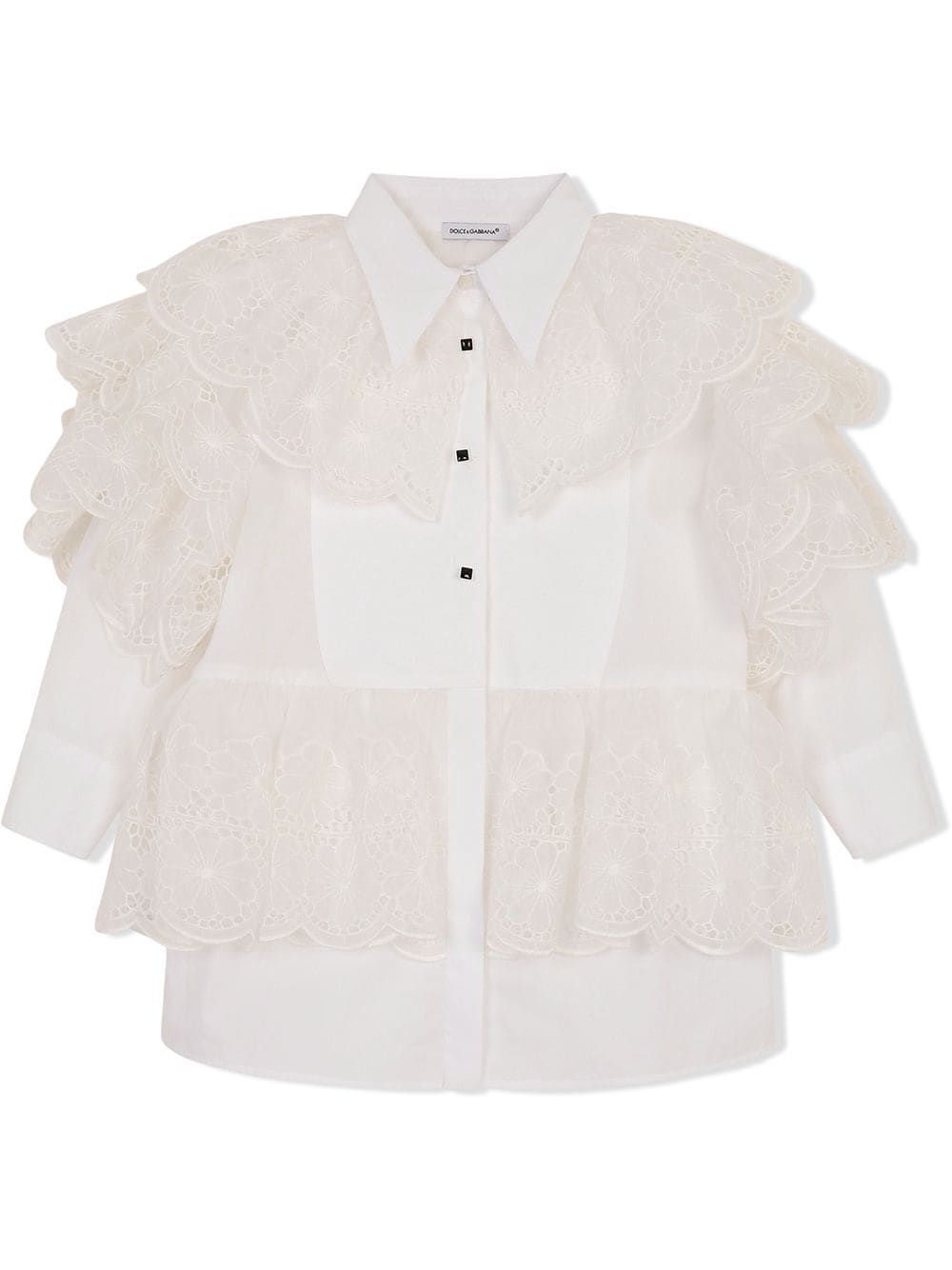 Dolce & Gabbana Kids ruffled button-up shirt dress - White von Dolce & Gabbana Kids