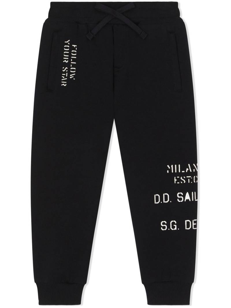 Dolce & Gabbana Kids sailor-slogan nautical track-pant - Blue von Dolce & Gabbana Kids