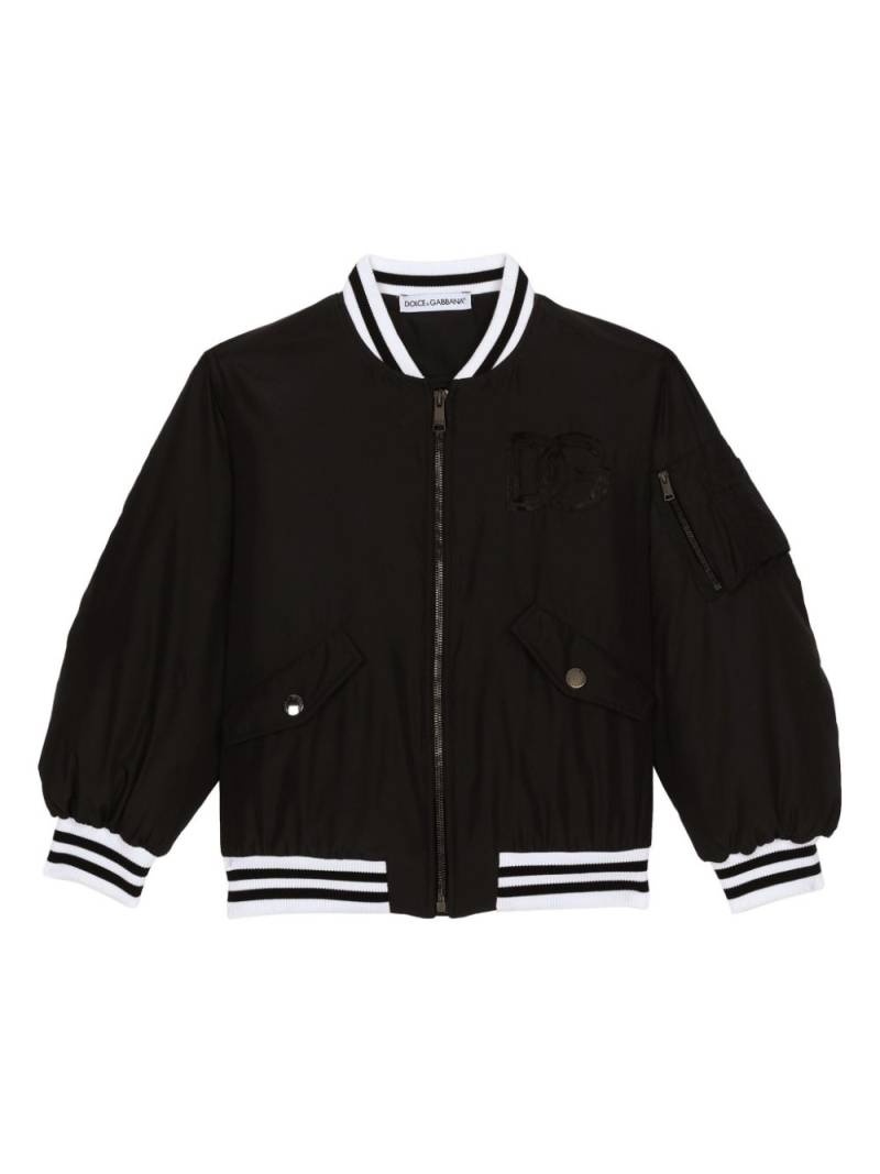 Dolce & Gabbana Kids sequin-embellished striped bomber jacket - Black von Dolce & Gabbana Kids