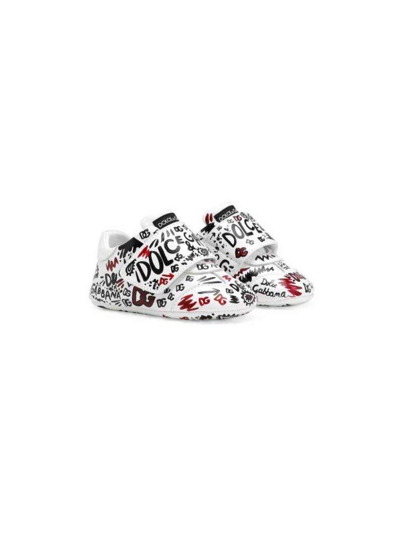 Dolce & Gabbana Kids sketch-style print hi-top sneakers - White von Dolce & Gabbana Kids