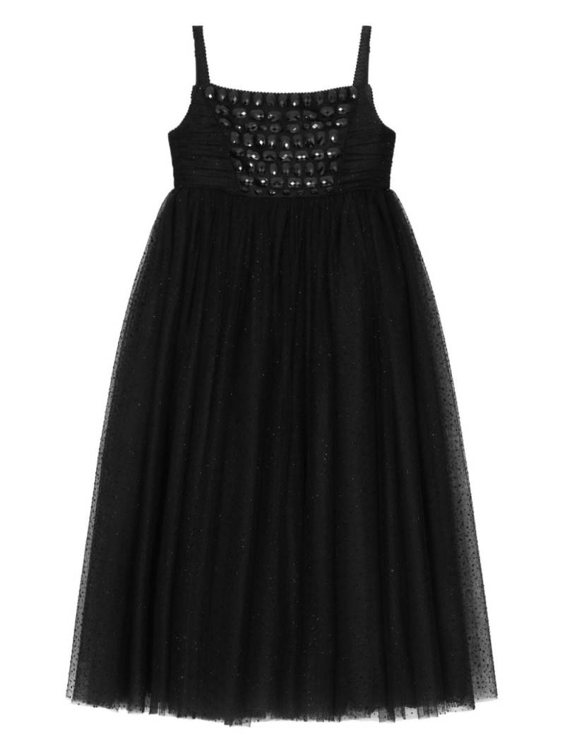 Dolce & Gabbana Kids sleeveless flocked tulle dress - Black von Dolce & Gabbana Kids