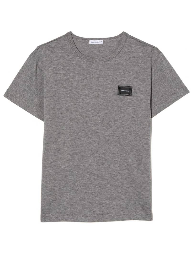 Dolce & Gabbana Kids square logo patch T-shirt - Grey von Dolce & Gabbana Kids