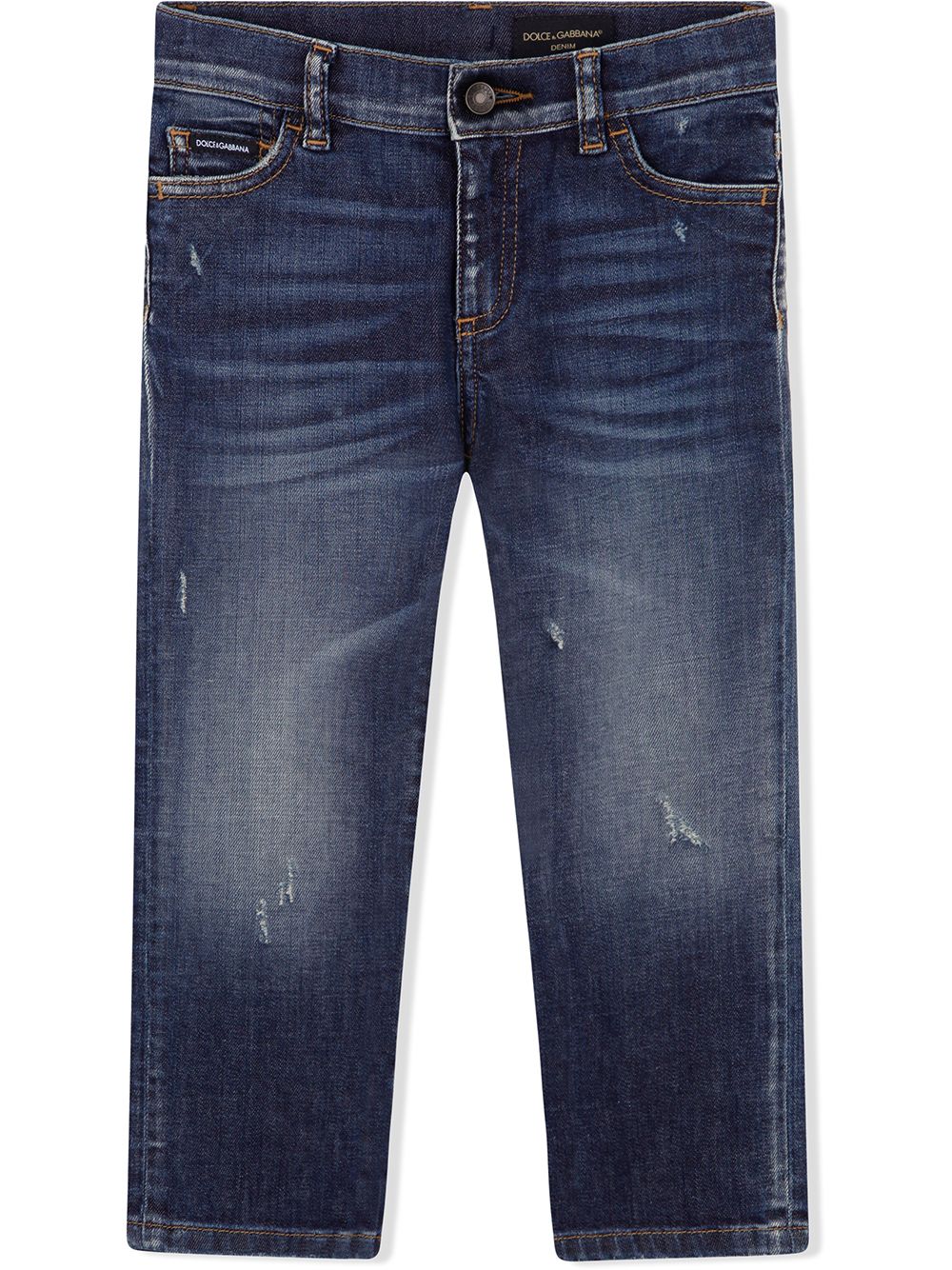 Dolce & Gabbana Kids straight-leg whiskered jeans - Blue von Dolce & Gabbana Kids