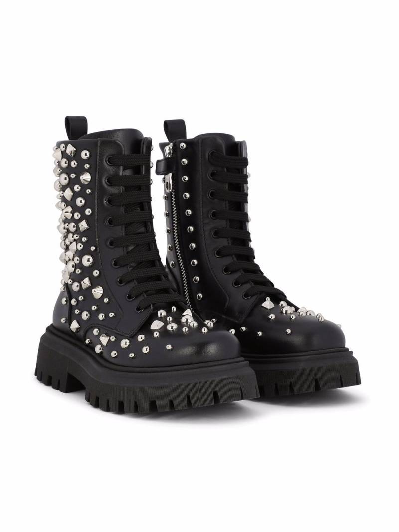 Dolce & Gabbana Kids studded leather combat boots - Black von Dolce & Gabbana Kids