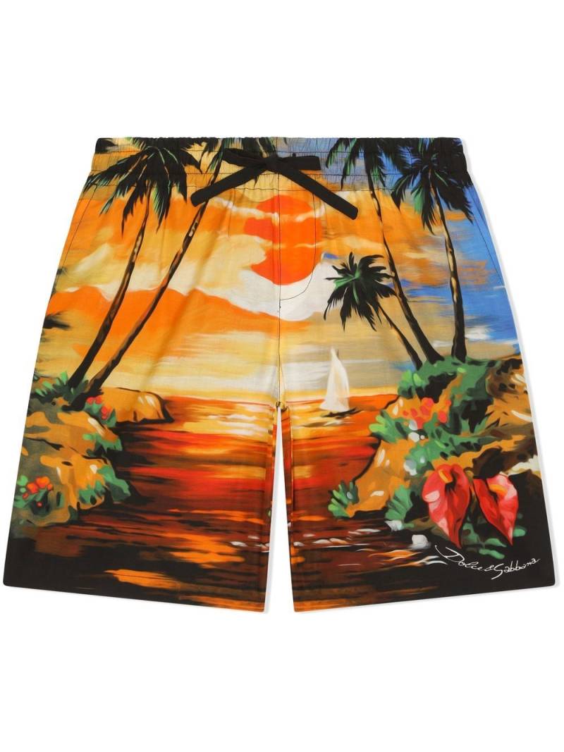 Dolce & Gabbana Kids sunset-print shorts - Yellow von Dolce & Gabbana Kids