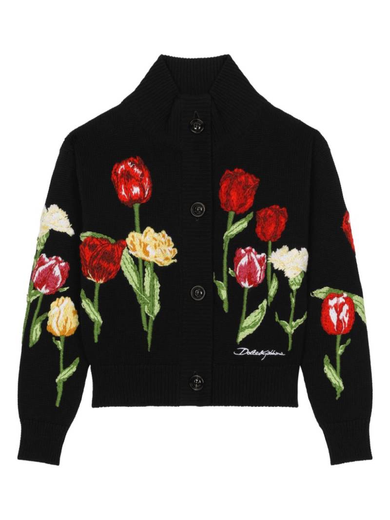 Dolce & Gabbana Kids tulip embroidered cardigan - Blue von Dolce & Gabbana Kids