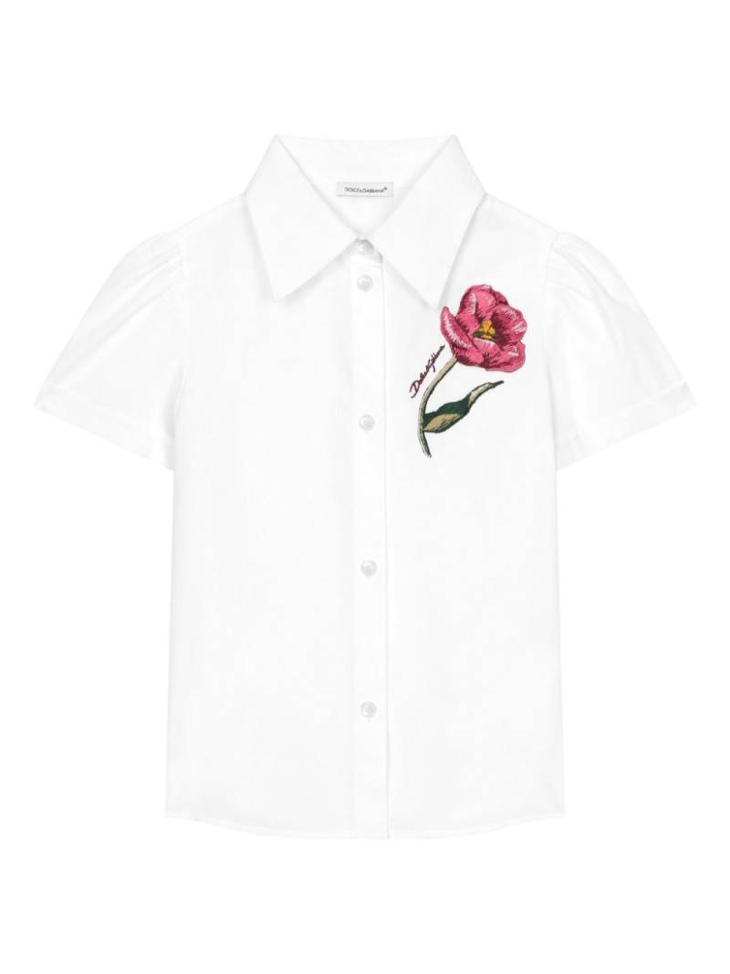 Dolce & Gabbana Kids tulip poplin shirt - White von Dolce & Gabbana Kids