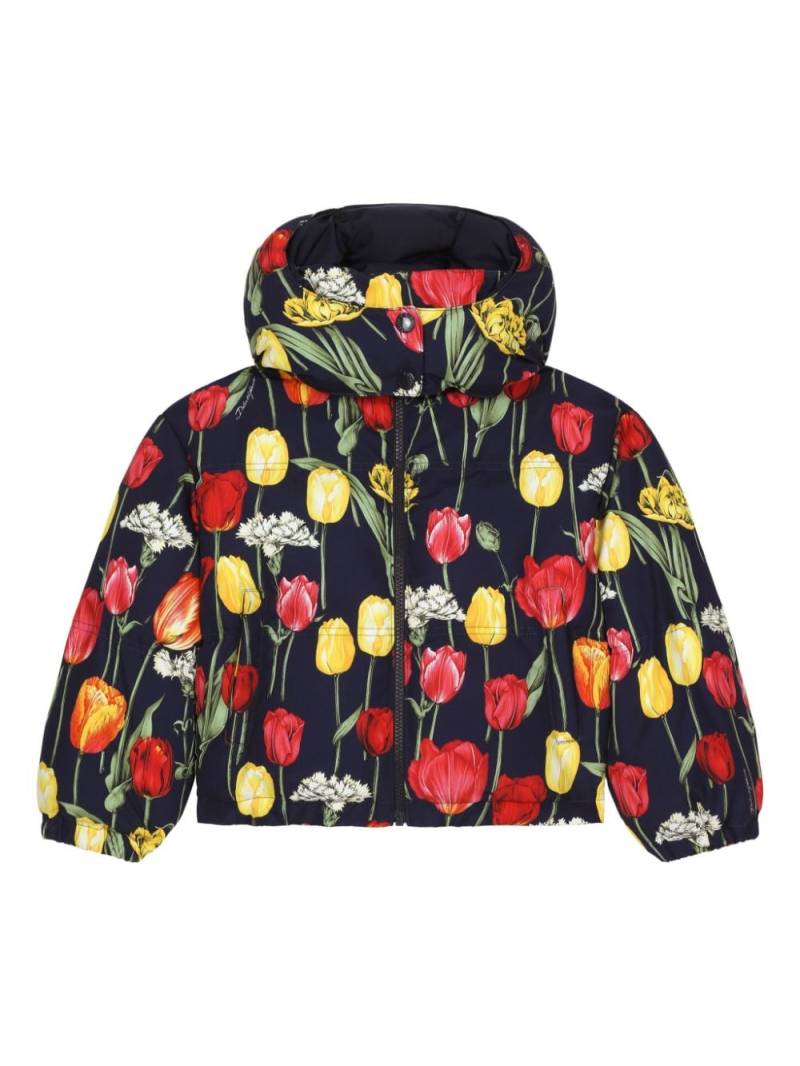 Dolce & Gabbana Kids tulip-print padded jacket - Black von Dolce & Gabbana Kids