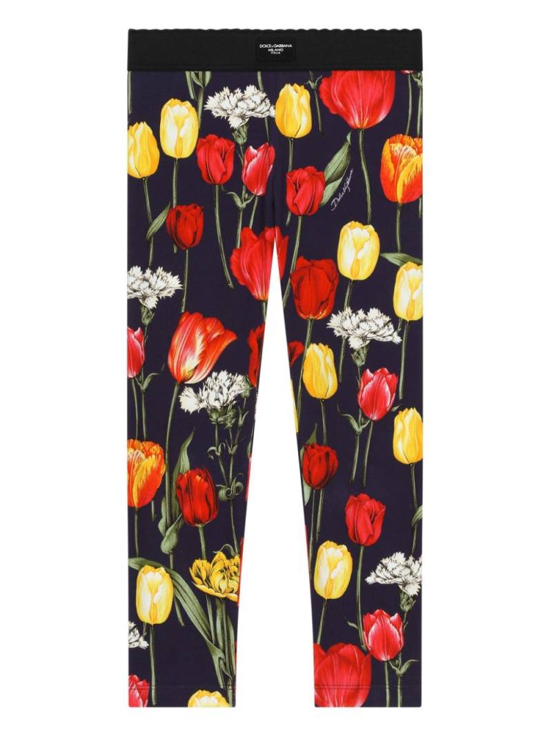 Dolce & Gabbana Kids tulip-print slip-on leggings - Blue von Dolce & Gabbana Kids